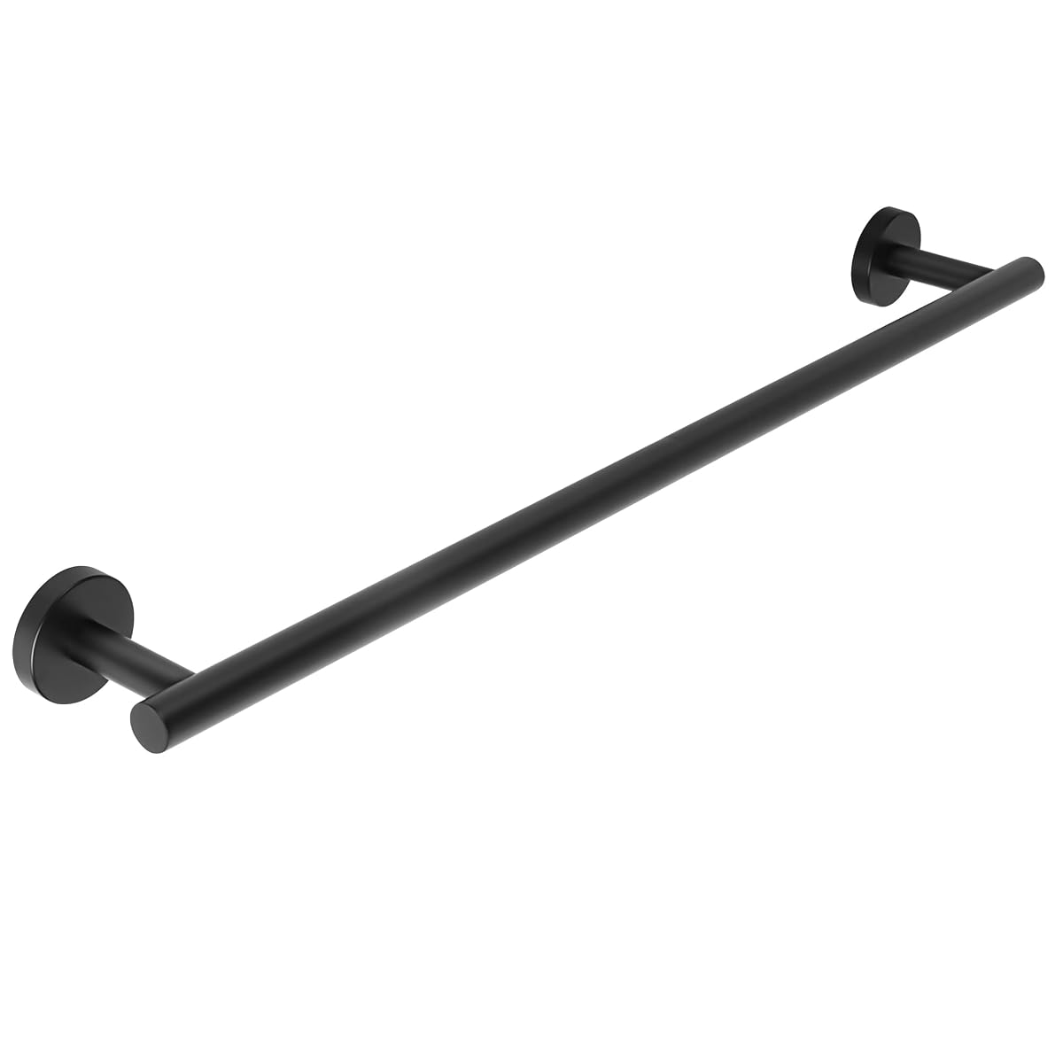 Barre porte-serviettes murale noire mate installée dans une salle de bain claire